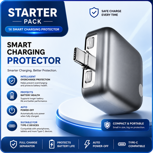 Smart Type-C Charging Protector – Auto Power Off Fast Charge Adapter