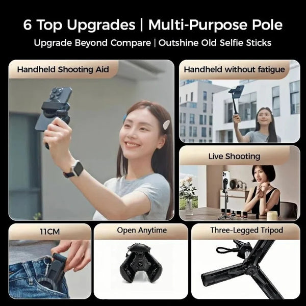 4-in-1 Magnetic Selfie Stick Tripod with Bluetooth Remote