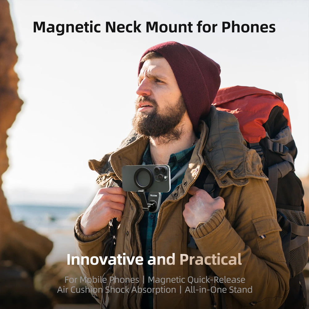 Magnetic Neck Phone Mount – Hands-Free POV Holder for iPhone & Android