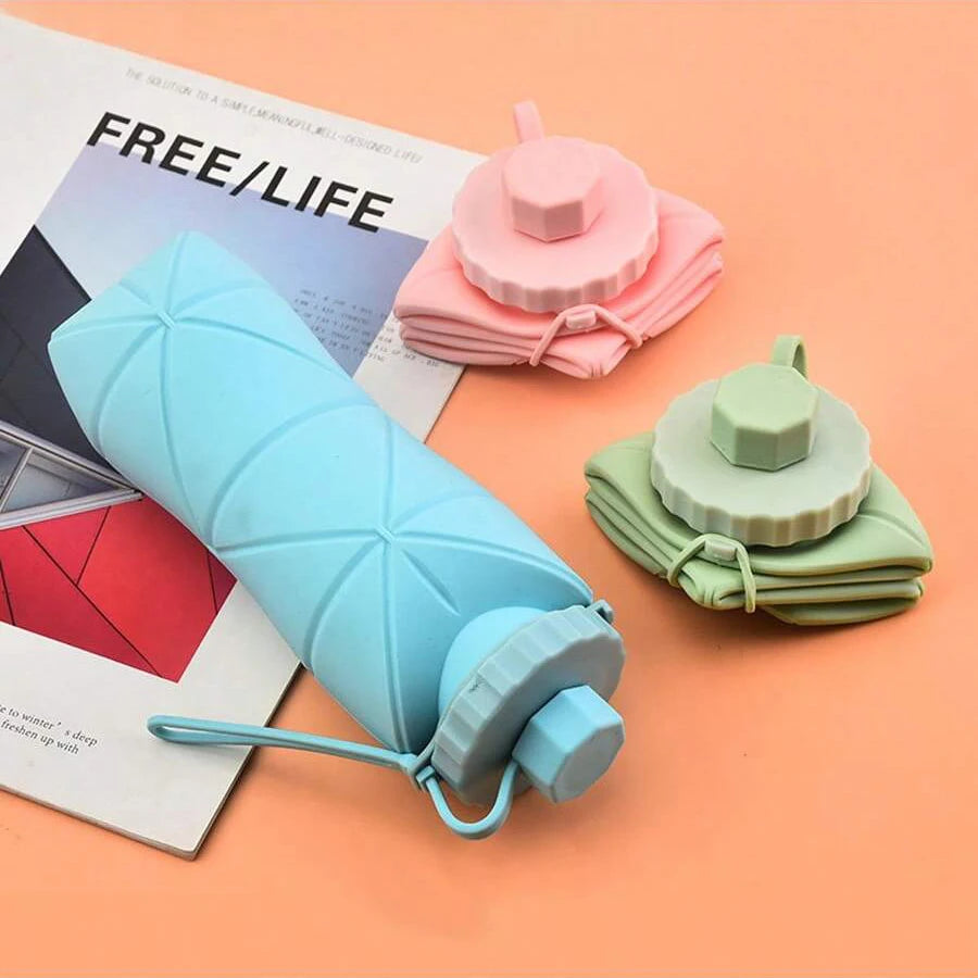 600ml Collapsible Silicone Water Bottle – Foldable, Leakproof & Portable Travel Cup for Outdoor, Gym & Daily Use