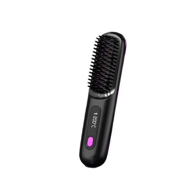 Wireless Hair Straightening Brush – Portable Ionic Comb for Smooth Styling