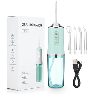 Portable Water Flosser USB Rechargeable – Dental Oral Irrigator for Deep Teeth Cleaning, 4 Tips, 220ml Tank