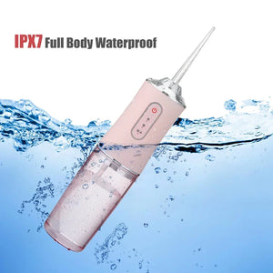 Portable Water Flosser USB Rechargeable – Dental Oral Irrigator for Deep Teeth Cleaning, 4 Tips, 220ml Tank