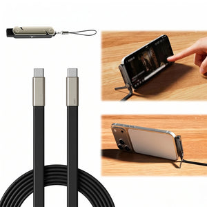 240W USB-C Fast Charging Cable with Foldable Phone Stand